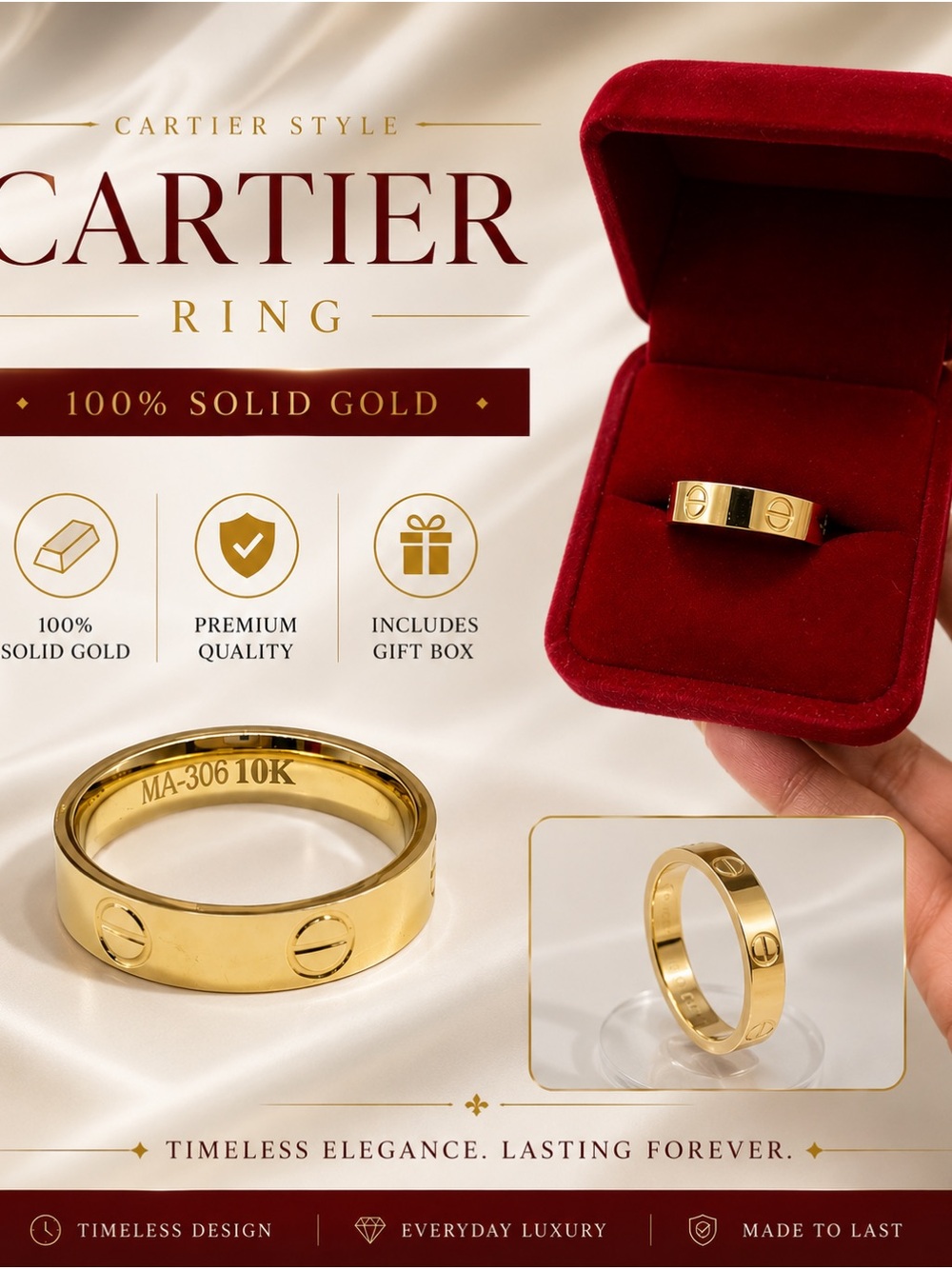 10K Gold Screw Motif Ring - Gold